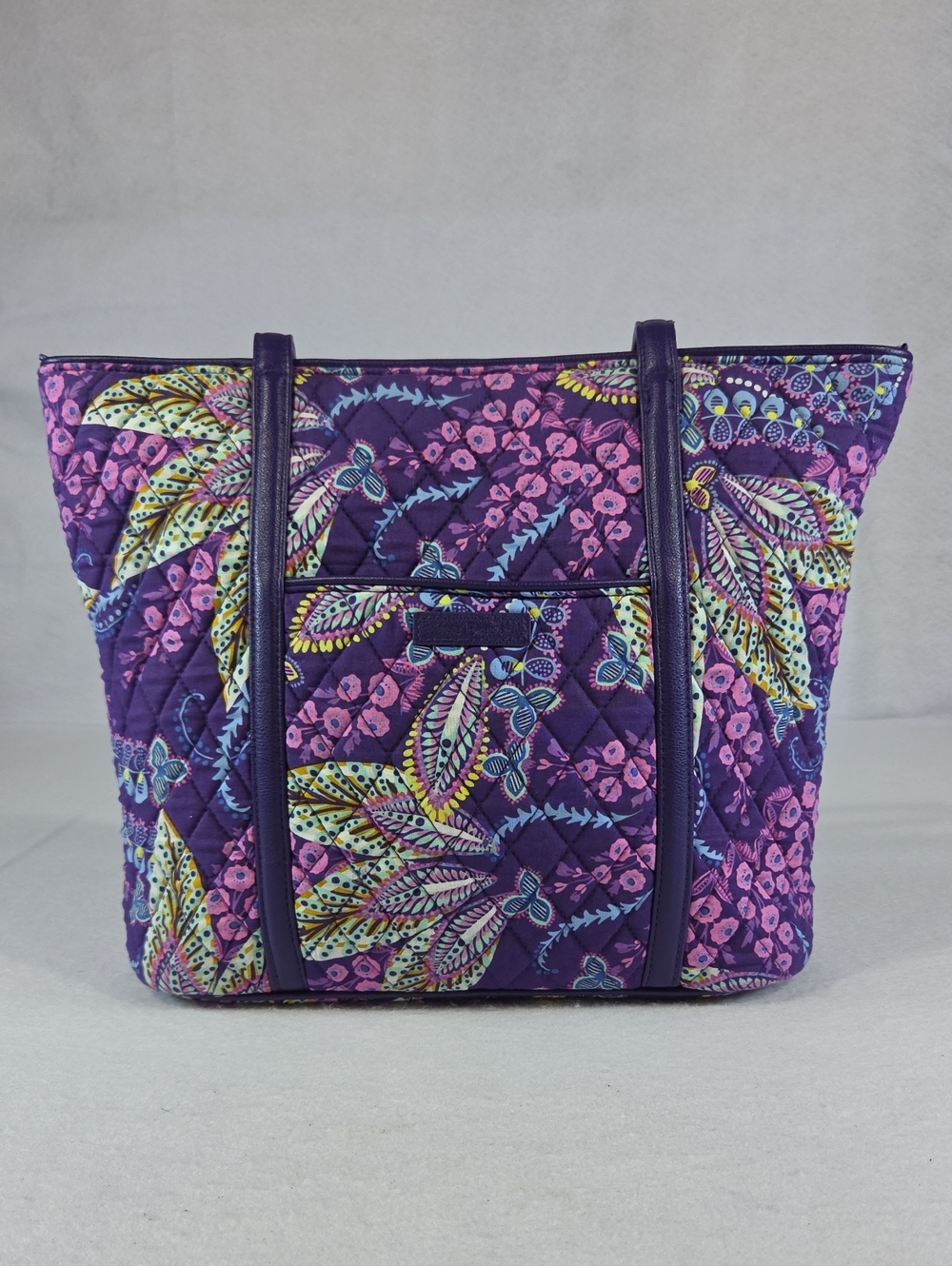 Vera Bradley VBE18 Quilted Purple Floral Tote Bag Purse